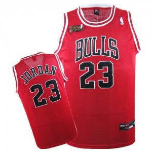 Maillot NBA Rouge Michael Jordan #23 Chicago Bulls Throwback Champions Patch Authentic Homme Nike