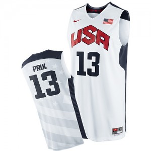 Team USA #13 Nike 2012 Olympics Blanc Authentic Maillot d'équipe de NBA Le meilleur cadeau - Chris Paul pour Homme