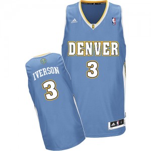 Maillot NBA Bleu clair Allen Iverson #3 Denver Nuggets Road Swingman Homme Adidas