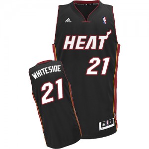 Maillot NBA Miami Heat #21 Hassan Whiteside Noir Adidas Swingman Road - Enfants
