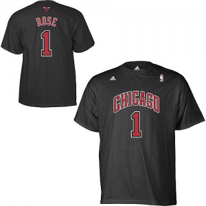 Tee-Shirt NBA Derrick Rose #1 Chicago Bulls Game Time Noir - Homme