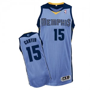 Memphis Grizzlies Vince Carter #15 Alternate Authentic Maillot d'équipe de NBA - Bleu clair pour Homme