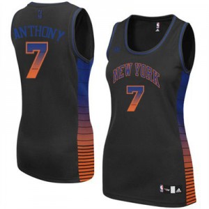 New York Knicks Carmelo Anthony #7 Vibe Swingman Maillot d'équipe de NBA - Noir pour Femme