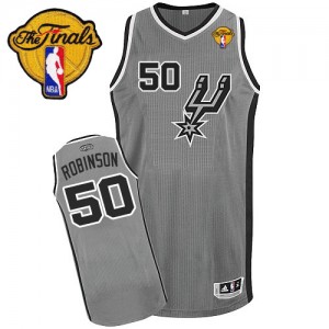 Maillot NBA Gris argenté David Robinson #50 San Antonio Spurs Alternate Finals Patch Authentic Homme Adidas