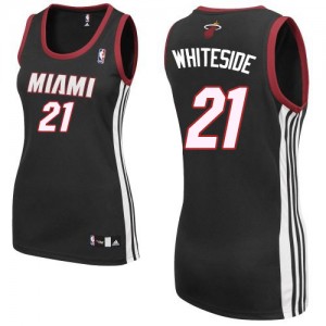 Maillot NBA Miami Heat #21 Hassan Whiteside Noir Adidas Authentic Road - Femme