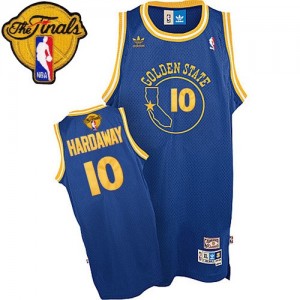 Maillot NBA Bleu royal Tim Hardaway #10 Golden State Warriors Throwback 2015 The Finals Patch Authentic Homme Adidas