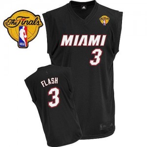 Maillot NBA Miami Heat #3 Dwyane Wade Noir Adidas Authentic Flash Fashion Finals Patch - Homme