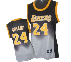 Maillot NBA Los Angeles Lakers #24 Kobe Bryant Gris noir Adidas Authentic Fadeaway Fashion - Femme