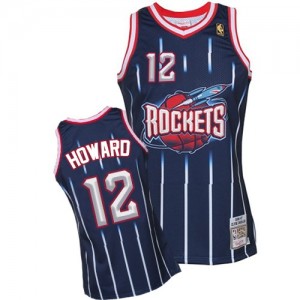 Maillot NBA Houston Rockets #12 Dwight Howard Bleu marin Mitchell and Ness Swingman Hardwood Classic Fashion - Homme
