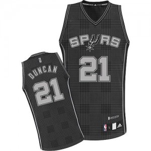 San Antonio Spurs Tim Duncan #21 Rhythm Fashion Authentic Maillot d'équipe de NBA - Noir pour Homme