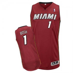 Maillot NBA Miami Heat #1 Chris Bosh Rouge Adidas Authentic Alternate - Homme