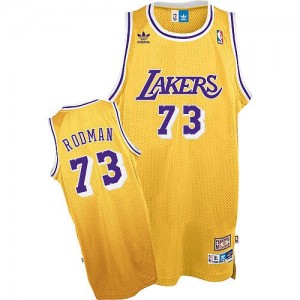 Los Angeles Lakers Mitchell and Ness Dennis Rodman #73 Throwback Swingman Maillot d'équipe de NBA - Or pour Homme