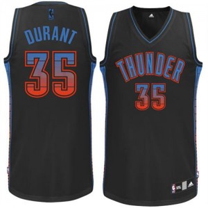 Oklahoma City Thunder #35 Adidas Vibe Noir Authentic Maillot d'équipe de NBA Magasin d'usine - Kevin Durant pour Homme