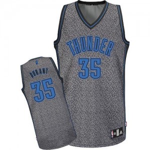 Maillot NBA Oklahoma City Thunder #35 Kevin Durant Gris Adidas Authentic Static Fashion - Homme