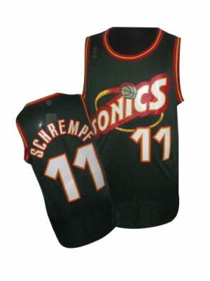 Maillot NBA Vert Detlef Schrempf #11 Oklahoma City Thunder SuperSonics Throwback Authentic Homme Adidas