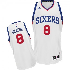 Maillot NBA Blanc Jahlil Okafor #8 Philadelphia 76ers Home Swingman Homme Adidas