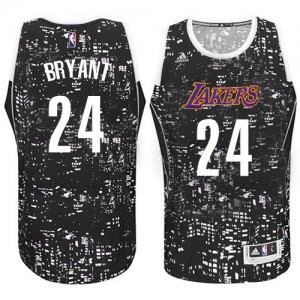 Maillot NBA Los Angeles Lakers #24 Kobe Bryant Noir Adidas Authentic City Light - Homme