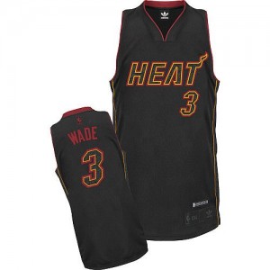 Maillot NBA Fibre de carbone noire Dwyane Wade #3 Miami Heat Fashion Authentic Homme Adidas