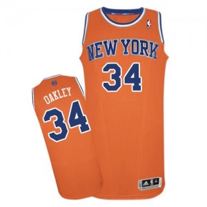 Maillot Adidas Orange Alternate Authentic New York Knicks - Charles Oakley #34 - Homme