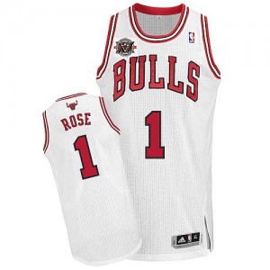 Maillot Adidas Blanc Home 20TH Anniversary Authentic Chicago Bulls - Derrick Rose #1 - Homme
