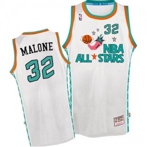 Maillot Authentic Utah Jazz NBA Throwback 1996 All Star Blanc - #32 Karl Malone - Homme