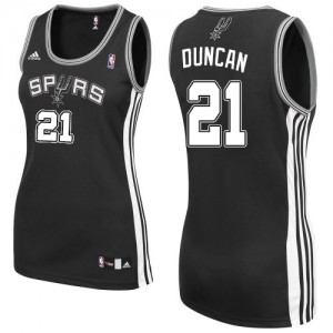 Maillot NBA San Antonio Spurs #21 Tim Duncan Noir Adidas Swingman Road - Femme