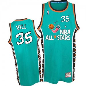 Maillot NBA Bleu clair Grant Hill #35 Detroit Pistons 1996 All Star Throwback Swingman Homme Mitchell and Ness