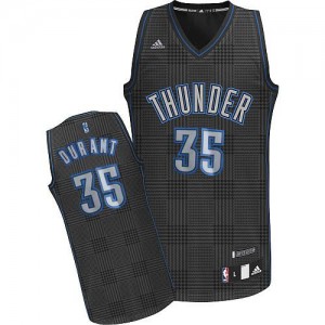 Maillot NBA Noir Kevin Durant #35 Oklahoma City Thunder Rhythm Fashion Swingman Homme Adidas