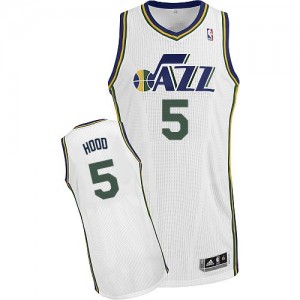 Utah Jazz #5 Adidas Home Blanc Authentic Maillot d'équipe de NBA prix d'usine en ligne - Rodney Hood pour Homme