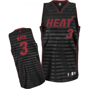 Maillot NBA Miami Heat #3 Dwyane Wade Gris noir Adidas Authentic Groove - Homme
