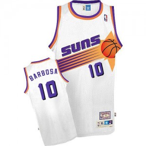 Maillot NBA Phoenix Suns #10 Leandro Barbosa Blanc Mitchell and Ness Swingman Throwback - Homme