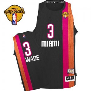 Maillot Authentic Miami Heat NBA ABA Hardwood Classic Finals Patch Noir - #3 Dwyane Wade - Homme