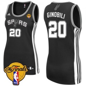 Maillot NBA San Antonio Spurs #20 Manu Ginobili Noir Adidas Swingman Road Finals Patch - Femme