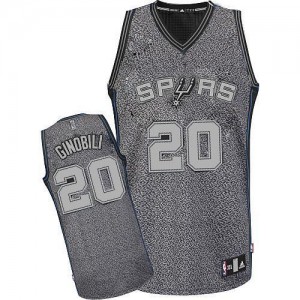 Maillot NBA San Antonio Spurs #20 Manu Ginobili Gris Adidas Authentic Static Fashion - Homme
