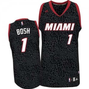 Miami Heat Chris Bosh #1 Crazy Light Authentic Maillot d'équipe de NBA - Noir pour Homme