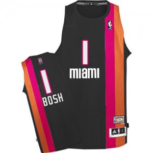 Miami Heat #1 Adidas ABA Hardwood Classic Noir Authentic Maillot d'équipe de NBA Soldes discount - Chris Bosh pour Homme