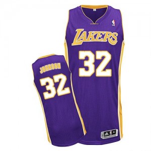 Maillot NBA Violet Magic Johnson #32 Los Angeles Lakers Road Authentic Enfants Adidas
