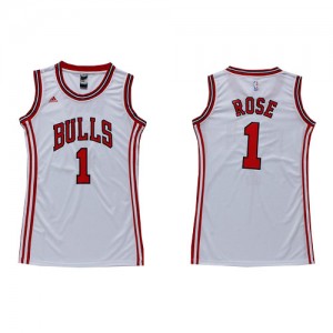 Maillot Adidas Blanc Dress Authentic Chicago Bulls - Derrick Rose #1 - Femme
