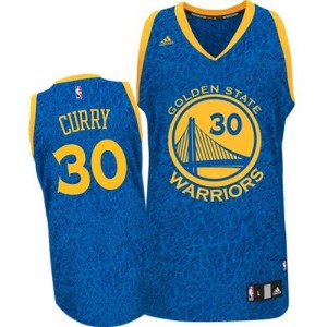 Maillot Authentic Golden State Warriors NBA Crazy Light Bleu - #30 Stephen Curry - Homme