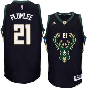 Milwaukee Bucks #21 Adidas Alternate Noir Swingman Maillot d'équipe de NBA pas cher - Miles Plumlee pour Homme