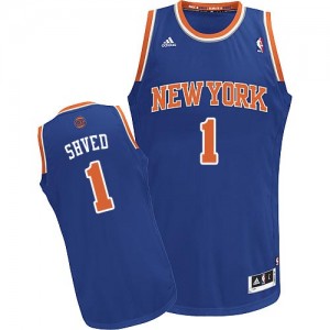 Maillot NBA New York Knicks #1 Alexey Shved Bleu royal Adidas Swingman Road - Homme