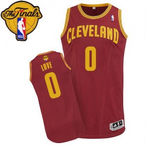 Maillot NBA Vin Rouge Kevin Love #0 Cleveland Cavaliers Road 2015 The Finals Patch Authentic Enfants Adidas