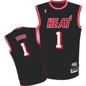 Maillot NBA Noir Chris Bosh #1 Miami Heat Hardwood Classic Authentic Homme Adidas