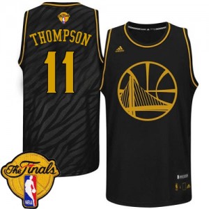 Maillot NBA Golden State Warriors #11 Klay Thompson Noir Adidas Swingman Precious Metals Fashion 2015 The Finals Patch - Homme