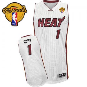 Maillot Adidas Blanc Home Finals Patch Authentic Miami Heat - Chris Bosh #1 - Homme
