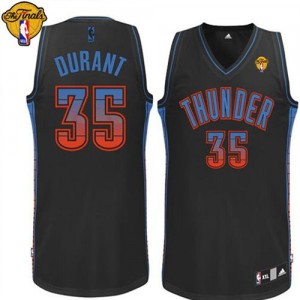 Maillot NBA Oklahoma City Thunder #35 Kevin Durant Noir Adidas Authentic Vibe Finals Patch - Homme