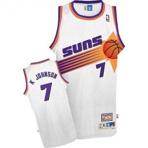 Maillot NBA Phoenix Suns #7 Kevin Johnson Blanc Adidas Authentic Throwback - Homme
