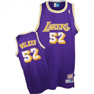Maillot NBA Violet Jamaal Wilkes #52 Los Angeles Lakers Throwback Authentic Homme Adidas