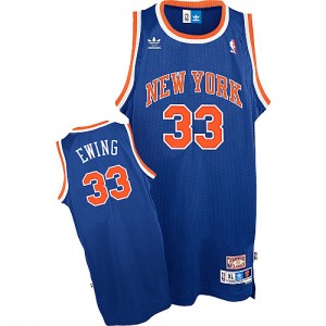 New York Knicks Patrick Ewing #33 Throwback Swingman Maillot d'équipe de NBA - Bleu royal pour Homme