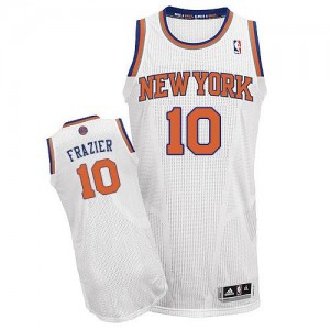 Maillot NBA New York Knicks #10 Walt Frazier Blanc Adidas Authentic Home - Homme